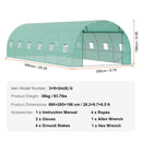 SucceBuy Walk-in Tunnel Greenhouse Hoop House Greenhouse Tunnel Plant House with Steel Frame Green PE Cover Roll-up Zipper Door
