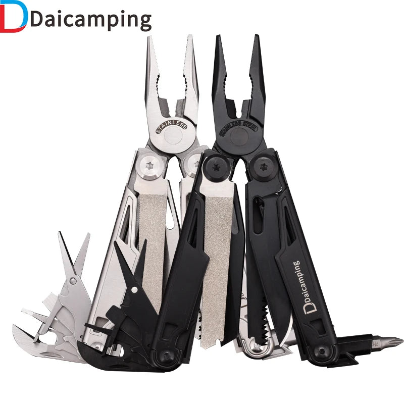 Daicamping DL12 Outdoors Stripper Camping Gear Multi Pliers Multifunctional 7CR17MOV Folding Knife Tools Multitool Clip Clamp