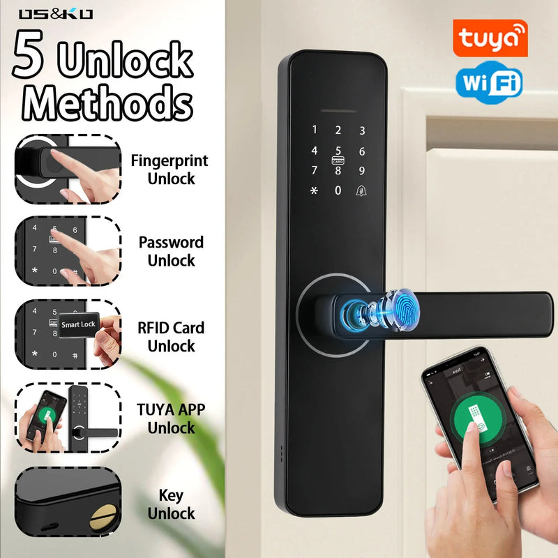 Do Brasil Tuya Wifi Digital Electronic Lock Fingerprint Smart Door Lock Remote Unlock for Home House Apartment