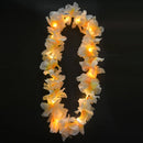1pcs White Hawaiian Leis Masquerade Beach  Tropical Glow Party Light Up Flower Necklace Headband with LED Light Wedding Festival