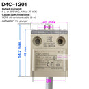 High strength waterproof travel limit switch D4C-1202 1201 1203 1220 1224 1231 1232 1233 1250 1260 1620 3324 Enclosed switch1227