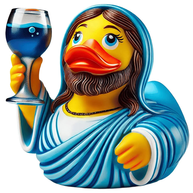 Unique Resin Duck Sculpture Halloween Creative and Playful Decorative Jesus Art for Home, Office, Collectibles