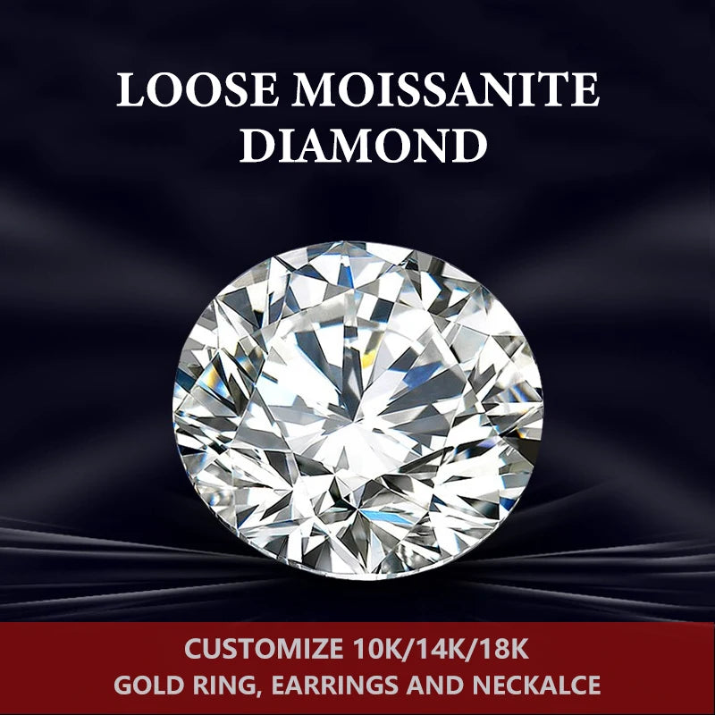 Loose Diamond Moissanite Stone 3mm to 15mm IJ color Round Brilliant Cut Loose Beads For Fine Jewelry Material Stone Certified MD