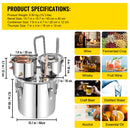 SucceBuy 50L Alcohol Water Distiller Bottle Moonshine Equipment Stainless Steel Brewing Machine for Whisky Wine Beer Dispenser