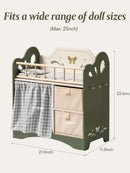Robotime robud Baby Doll Bed with Storage and Bedding ice Gift of Doll Beds for 18 Inch Dolls to Children for Girls Green