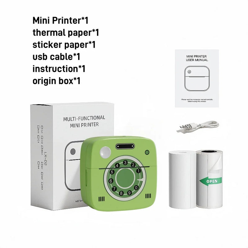 M1 Photo Pocket Printer with 2 Roll for iOS Android Bluetooth Mini Printers Sticker Thermal Printing  for Office Kitchen School