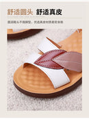 New genuine leather soft sole comfortable sandals with leaf logo Mom's shoes Women's sandals Office hiking Summer hot selling