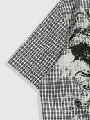 Y2K Grunge Punk Men's Street Summer Plaid Cross Print Short Sleeve Single-Breasted Casual Shirt