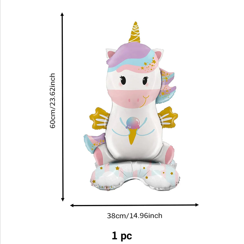 1PC Unicorn Aluminum Film Balloon, Party Scene Decoration, Cute Large Base Unicorn Aluminum Film Balloon, Birthday Photo Props,