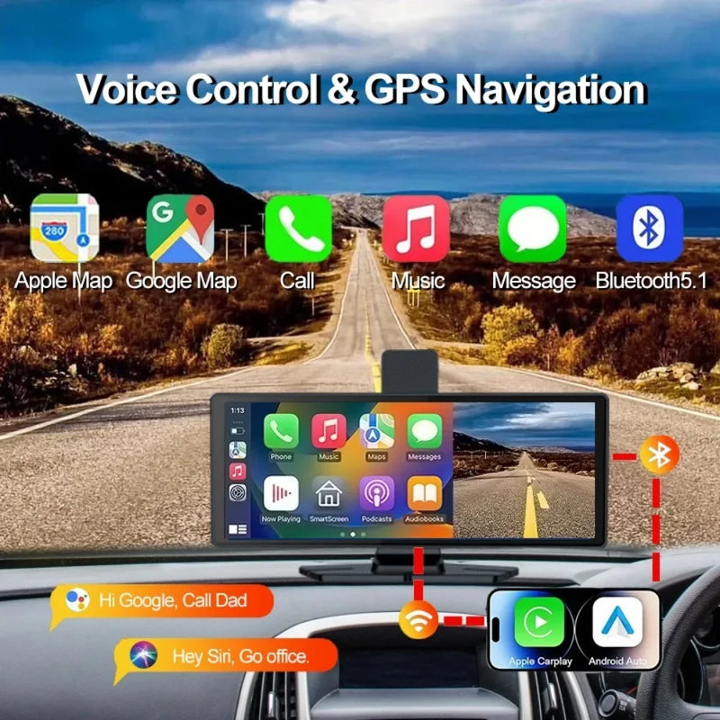 Aprilboy 10.26 inch 4K Dash Cam Carplay  Android Auto Car Radio Multimedia Player Portable Recorder Car Stereo Touchscreen Car