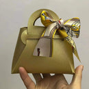 60pcs Leather Gift Bags for Easter Eid Wedding Guest Favour Box Mini Handbag With Ribbon Packaging Box Distributions Party Gifts