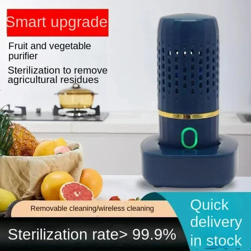 Protable Ultrasonic Fruit Vegetable Washing Machine Capsule Wireless Food Cleaner Suitable Outdoor Picnic Fruit Food Purifier