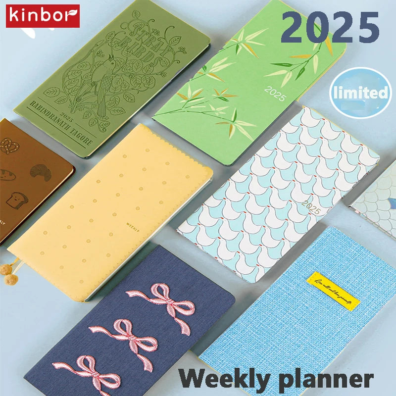 NEW Kinbor Cute Weekly Planner, 2025 Self-management Efficiency Plan Notebook, Portable Small Handbook To-Do List Stay Organized