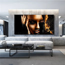 Large Size Black Gold Nude African Woman Oil Painting on Canvas Posters and Prints Modern Art Wall Pictures for Home Living Room