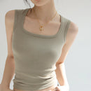 Korea Stylish Crop Top Sleeveless Stretch Basic Camisole for Summer Hot Sexy Girl Vest Cotton Women Tank Classic Outfits C4880