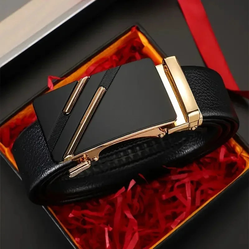 New Fashion Leisure Business Men's Belt Metal Automatic Buckle Brand Luxury Design Waist Belts For Men Strap Male，For Ideal Gift