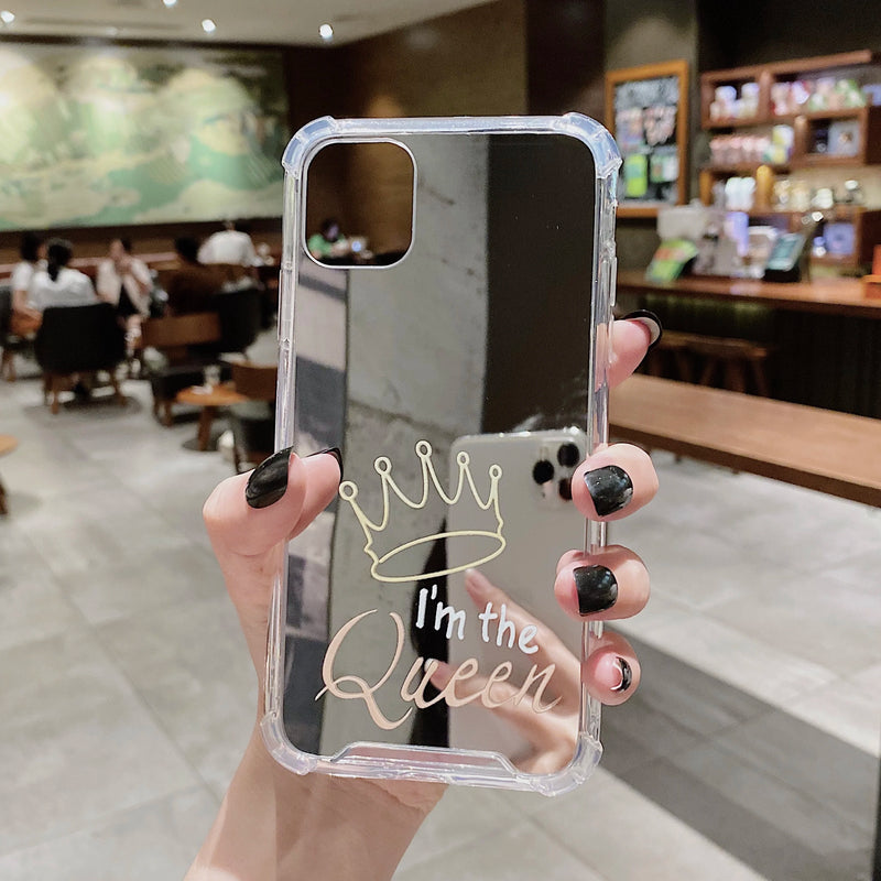 Queen Crown Pattern Phone Case For iPhone 14 13 12 11 Pro Max Mirror Phone Cases For iPhone 11 Xr 7 8 Plus