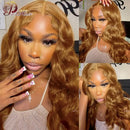 Ginger Brown 13X6 Lace Front Human Hair Wigs Honey Blonde Body Wave Lace Front Wig for Women Pre-Plucked Remy Human Hair Wig