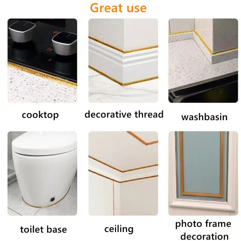Ceramic Tile Mildewproof Gap Tape Self-adhesive Kitchen Waterproof Sticker Bathroom Beautiful Seam Tape Edge Decoration
