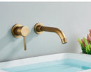 Black Basin Faucet Wall Mounted Gold 360° Rotating Bathroom Sink Faucets Embedded Hot Cold Water Mixer Tap Dual Hole Basin Crane