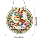 1 piece farmhouse style round wooden Easter bunny logo, 7.87 inch made wooden wreath with lilies and spring decoration, farmhous