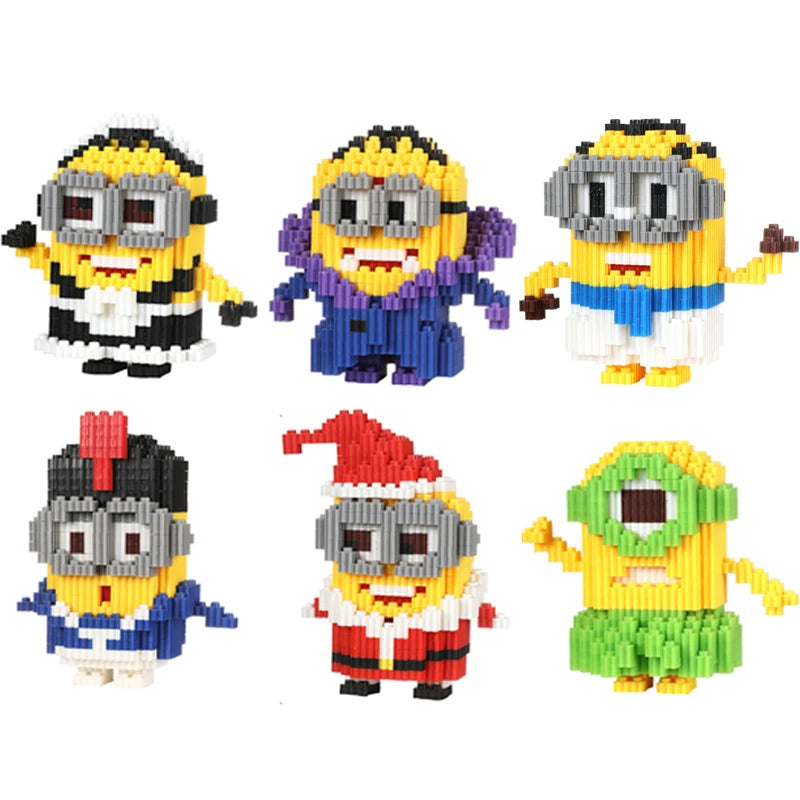 New Style Building Blocks Cartoon Anime Figure Image Minions Cute DIY Doll Toy Bricks Children's Puzzle Assembly Festival Gift