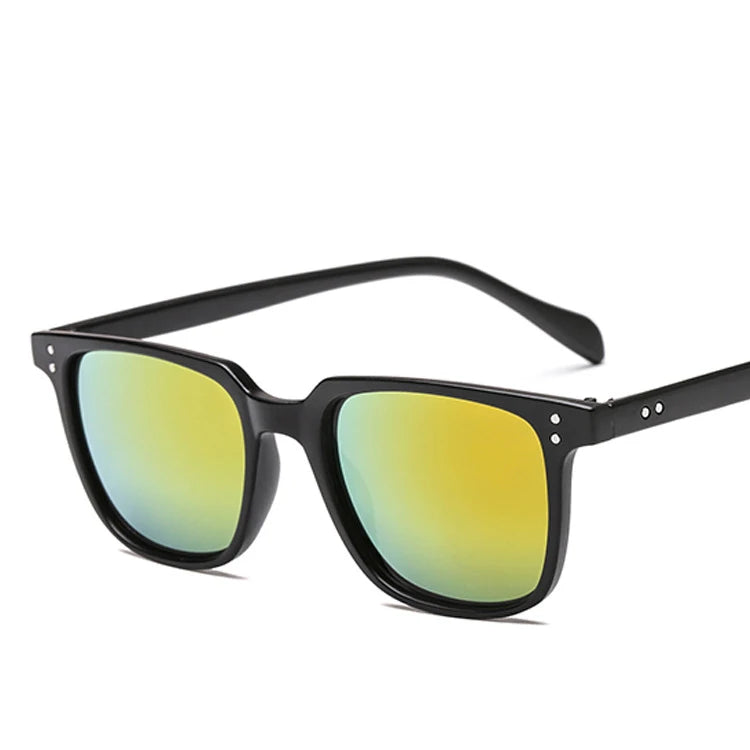 ZXWLYXGX Brand Design Sunglasses Men Driver Shades Male Vintage Sun Glasses Men Square Frame Mirror Summer UV400 Oculos de sol