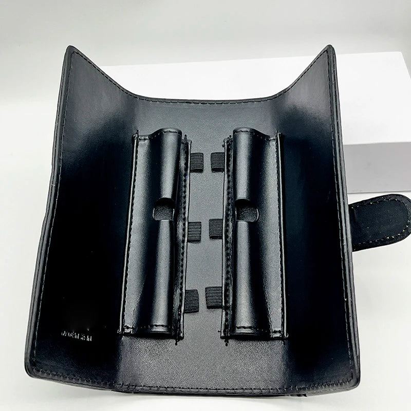 Luxury Black Leather MB Pen Bag Portable Single & Double Pens Holder High Quality Stationery Supplies Pencil Case As Gift