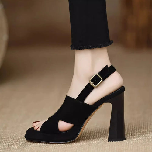 The Stiletto Hour | One-Button Square-Heel Sandals, 9cm