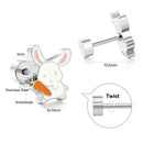 LUXUSTEEL Lovely Coloful Animal Stud Earrings For Girls Stainless Steel Anti-allergy Rabbit Penguin Dog BFF Jewelry Gifts