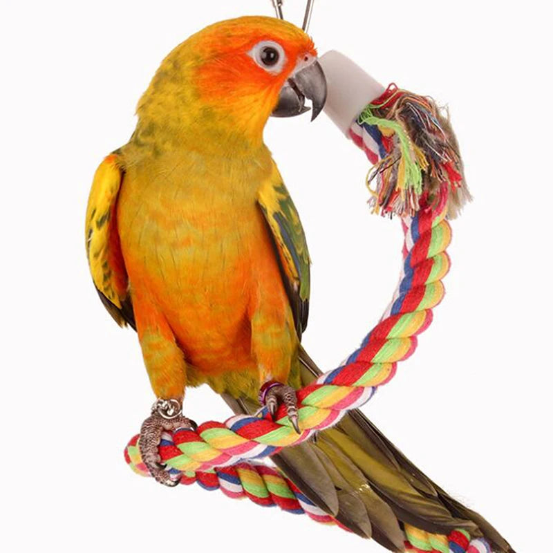 New Parrot Rope Hanging Braided Budgie Chew Rope Bird Cage Cockatiel Toy Pet Stand Training Accessories Conure Swing Supplies