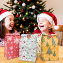 12Pcs Christmas Kraft Paper Gift Bags Snowflake Santa Claus Xmas Tree Candy Bag Cookies Packing Bags New Year Party Supplies