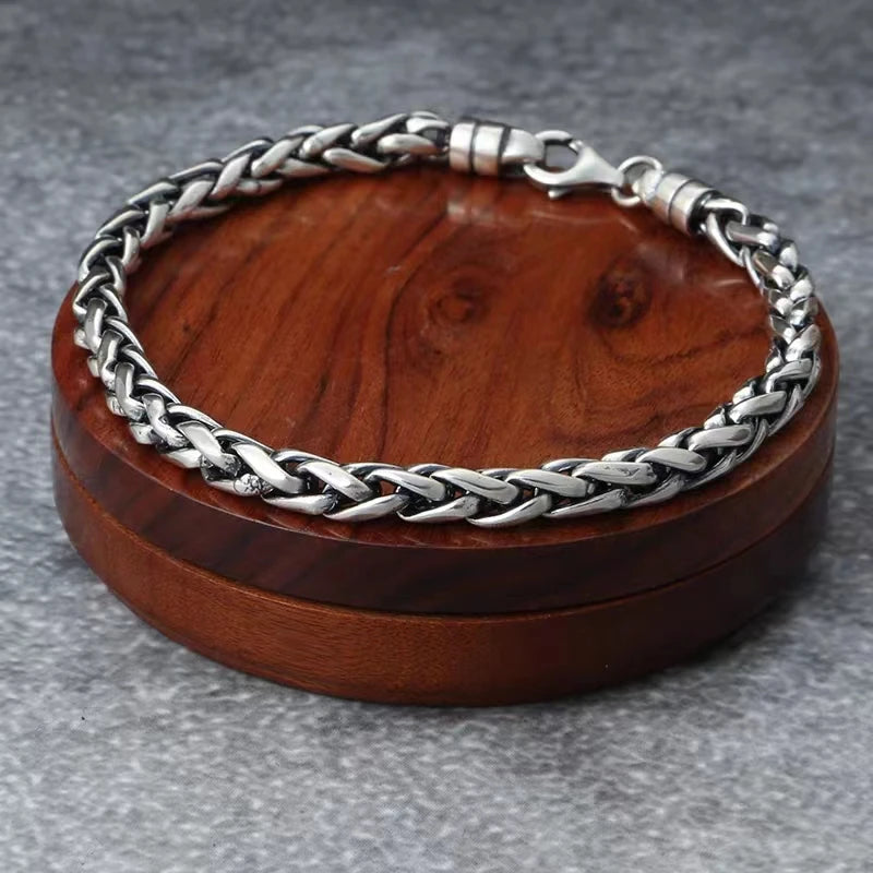 Men's Vintage Stainless Steel Keel Bracelet with Lobster Claw Clasp Fashion Ethnic Trend Jewelry Anniversary Gift