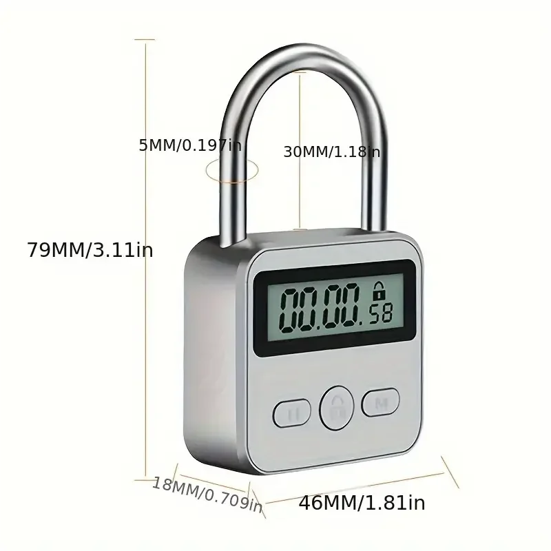 HEE RAK Timer Padlock LCD HD Add Backlight Zinc Alloy 99 Hours Max Timing Super Long Standby Anti-addiction Electronic Lock