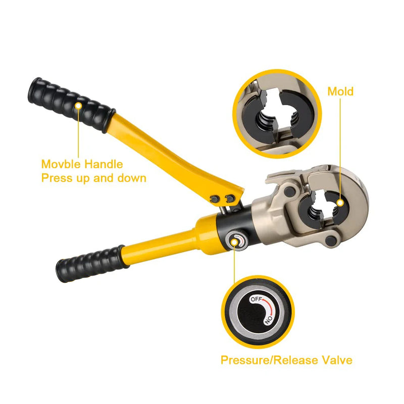 Hydraulic Pipe Crimping Tool Adjustable Crimper with Heavy-Duty Pressure for Copper Stainless Steel PEX Pipes TH V12/15/18/22/28