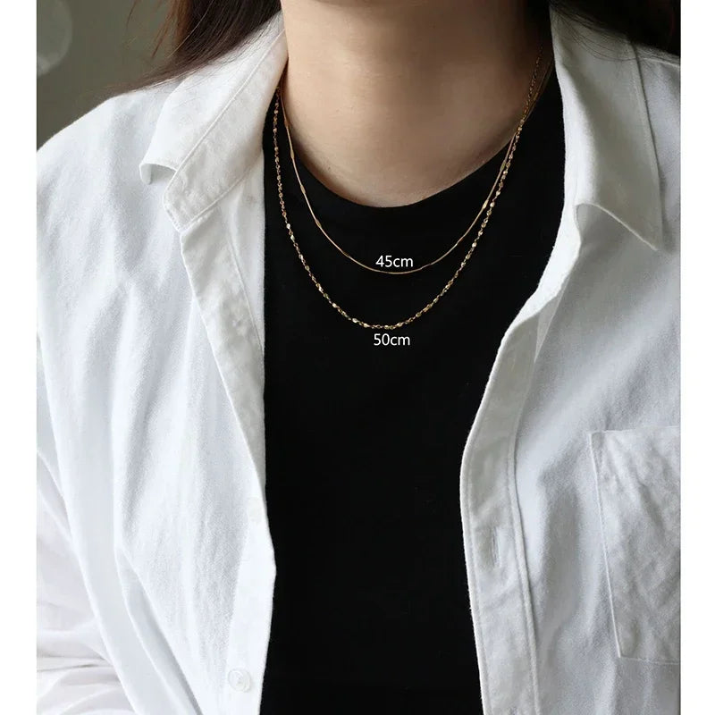 RHYSONG 45 50 60cm Base Necklace Stainless Steel Jewelry For Women Handmade O Lip Snake Chain Matching Collares Para Mujer 2021