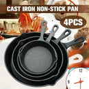 4pcs/1pc Cast Iron Frying Pan/Iron Pot Non-Stick Omelette Pan Home Steak Skillet Gas Stove Induction Saucepan with Double Drip-Spouts