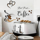 Coffee Cup Pattern Wall Stickers DIY Cafe Restaurant Living Room Home Decoration Self-adhesive Hand Carved Kitchen Wallpaper
