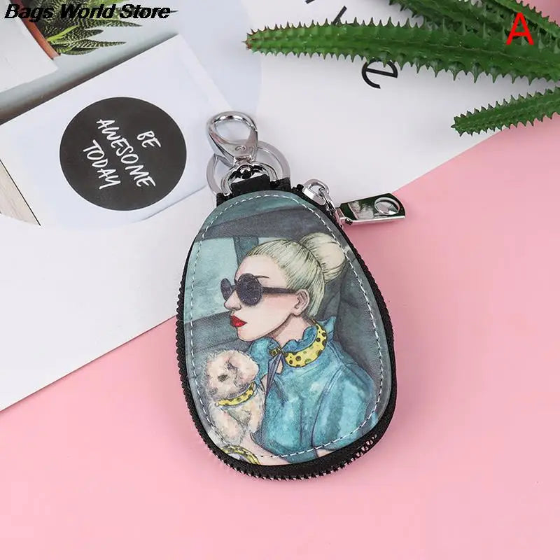 Fashion 1Pc Cartoon Women Key Bag Girl Students Leather Key Wallets Key Case For Car Key Chains Cover New Lovely Key Holder