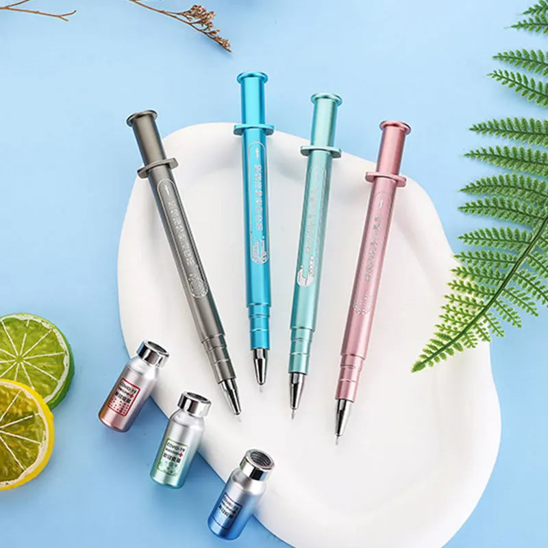 1Pcs Creative Luminous Syringe Modelling Neutral Pen Gel Signature Pens Students Nurse Gift Stationery