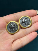 Vintage Style Gold Plated Ancient Coins Stud Earrings For Woman Round Button Shape Luxury Quality Jewelry Designer Gift 2026