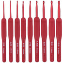 9PCS Red Crochet Hook Ergonomic Handle for Arthritic Hands Extra Long  Knitting Needles for Beginners and Crocheting Yarn