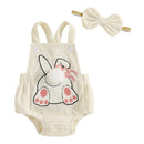 Adorable Infant Easter Jumpsuit with Bunny Applique and Matching Bow Headband for Baby Girl s First Easter Celebration