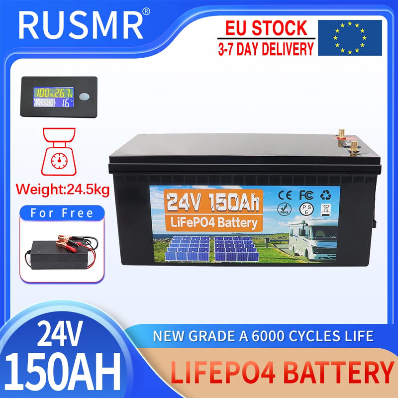 12V 24V 60AH 120Ah 200Ah 300AH LiFePO4 Battery Built-in BMS Lithium Iron Phosphate Cells For RV Campers Golf Cart Solar Storage