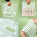 50/100Pcs Daisy Style Plastic Gift Bags With Handle, Shopping Bag Tote Bags Perfect for Mother's Day Wedding Birthday Holidays