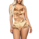 Women Sexy Lingerie Set Oil Shiny Nightwear Super Soft Short Sleepwear Sleeveless Crop Tops Solid Shorts Pajamas Set Casual Wear