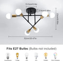 Vintage Industrial Ceiling Lamp for Living Room and Bedroom,Modern Sputnik Lamps 6 Lights,E27 Base for Kitchen (Without Bulb)
