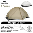 Naturehike Mongar 2 Camping Tent Ultralight Outdoor 3 Season Waterproof 20D Nylon Hiking Tent 2 Person Backpacking Tent