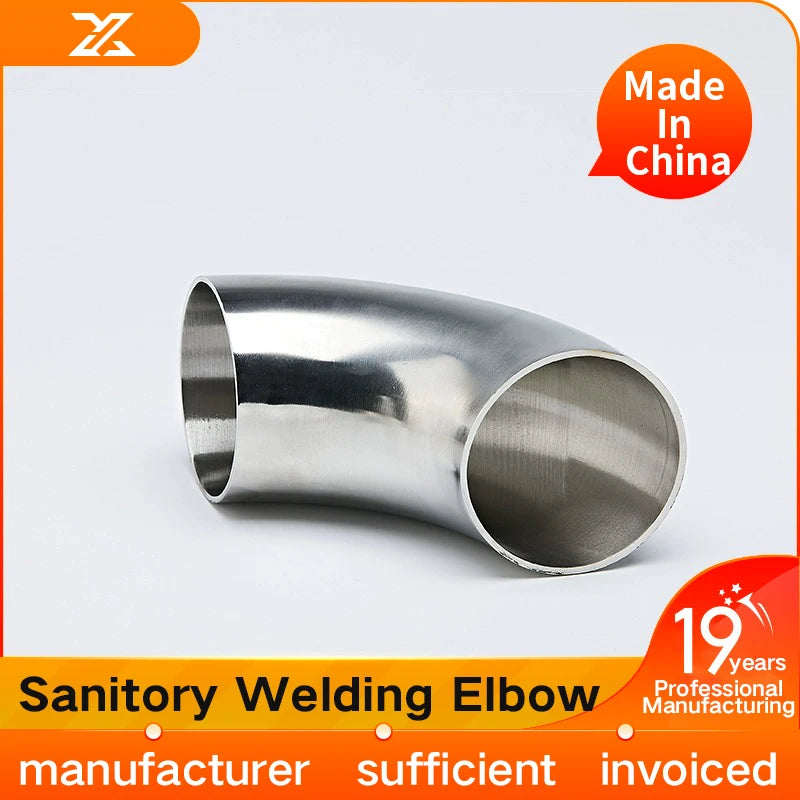 Sanitary elbow 304 stainless steel 90 degree internal and external mirror polishing stamping bright welded pipe fittings elbow