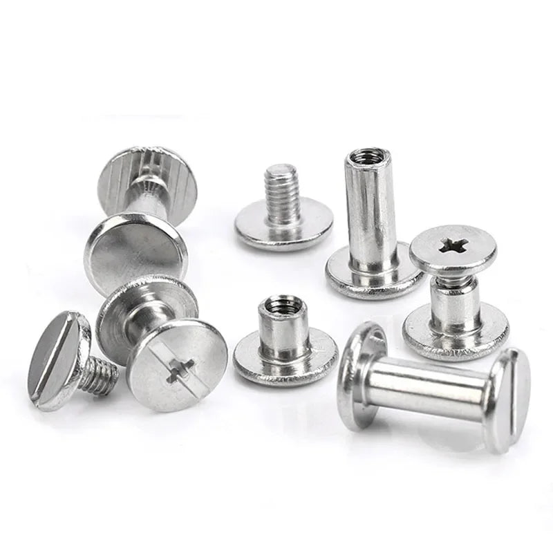 10pcs Stainless Steel Binding Chicago Screws Studs Rivets Slotted Belt Screw for DIY Photo Album Desk Menu Fasteners 8.5mm cap